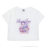 UL:KIN X BETTY BOOP BOOP LOVE SEMI-CROP T-SHIRT WHITE