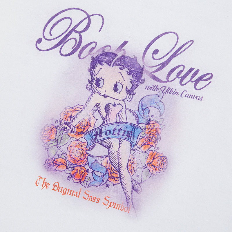 UL:KIN X BETTY BOOP BOOP LOVE SEMI-CROP T-SHIRT WHITE