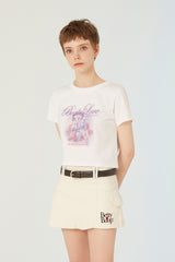 UL:KIN X BETTY BOOP BOOP LOVE SEMI-CROP T-SHIRT WHITE