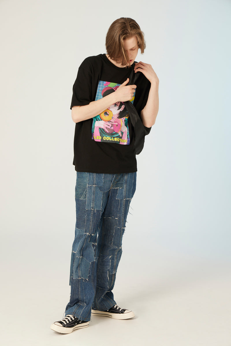 UL:KIN X TREE 13 ARTIST T-SHIRT DOUNT COUNTY BLACK