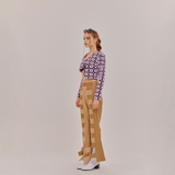 SETSETSET FLOWER KINT CROP CARDIGAN PURPLE