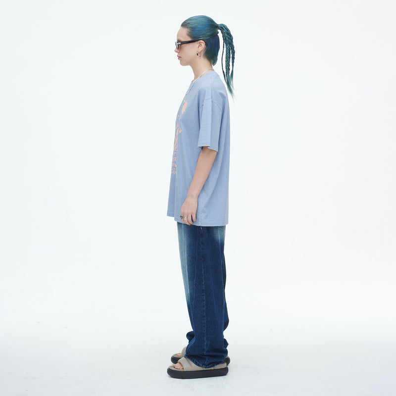 SSERPE WILDFLOWER PIGMENT HALF SLEEVE TEE SKY BLUE