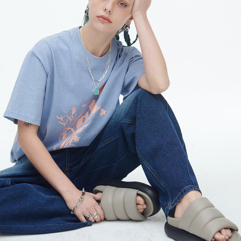 SSERPE WILDFLOWER PIGMENT HALF SLEEVE TEE SKY BLUE