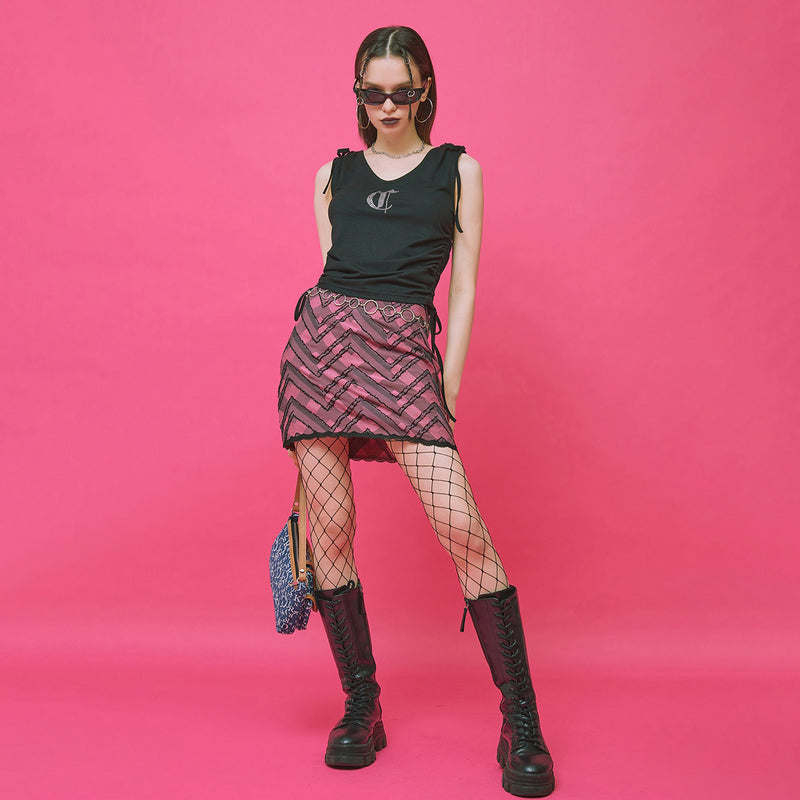 CRANK VINTAGE LACE MINI SKIRT PINK