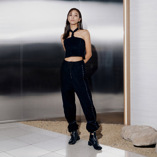 UL:KIN HOOK TAPE SWEATPANTS BLACK