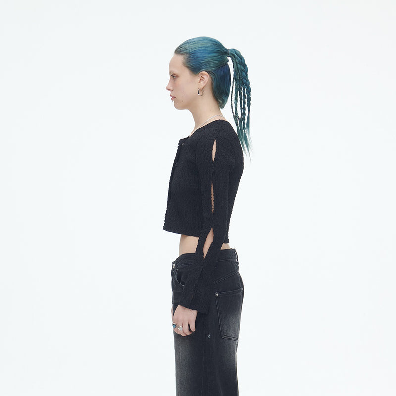 SSERPE TREE FRUIT CROP CARDIGAN BLACK