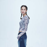 SSERPE LIQUID METAL MESH CROP TEE MULTI