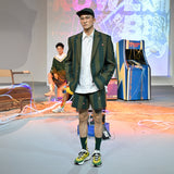 KOWLOON CITY BOY KOWLOON STRIPED PINS BLAZER BLUE