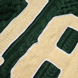 KOWLOON CITY BOY PINS COLLEGE CABLE SWEATER GREEN