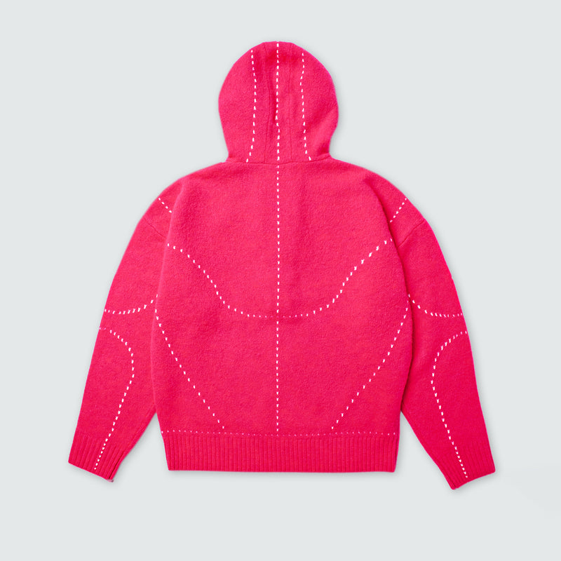 KOWLOON CITY BOY FELTED LACE UP HOODIE PINK