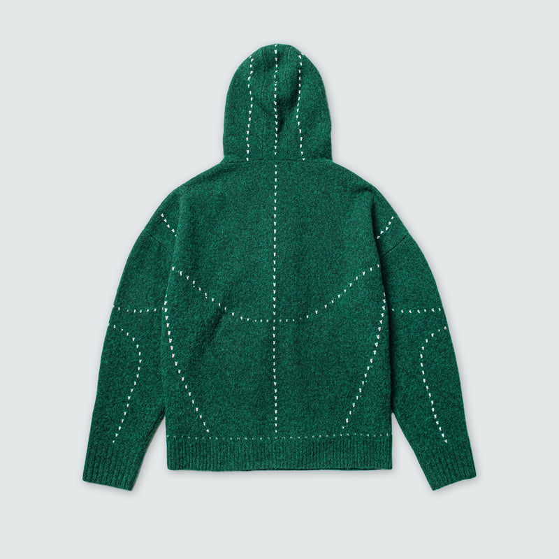 KOWLOON CITY BOY FELTED LACE UP  HOODIE GREEN