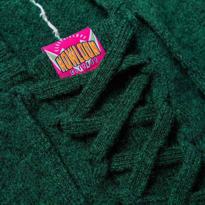 KOWLOON CITY BOY FELTED LACE UP  HOODIE GREEN