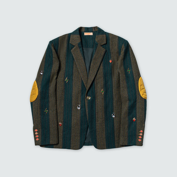 KOWLOON CITY BOY KOWLOON STRIPED PINS BLAZER BLUE