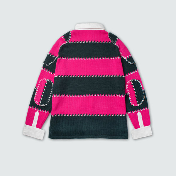 KOWLOON CITY BOY WINTER STRIPED POLO SWEATER PINK