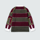 KOWLOON CITY BOY WINTER STRIPED POLO SWEATER MAROON