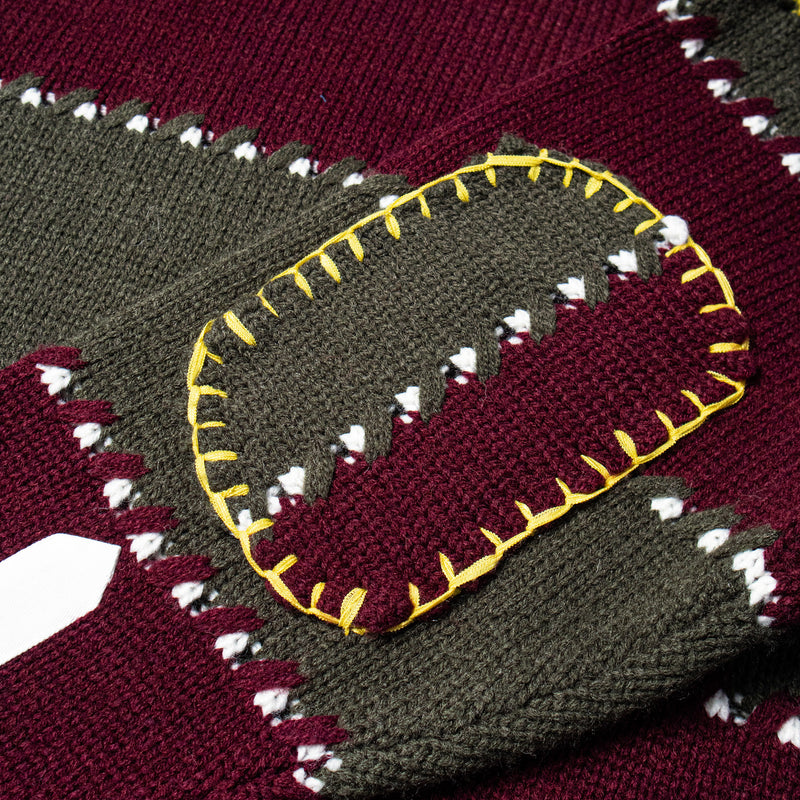 KOWLOON CITY BOY WINTER STRIPED POLO SWEATER MAROON