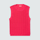 KOWLOON CITY BOY OPEN KNIT TANK FUCHSIA