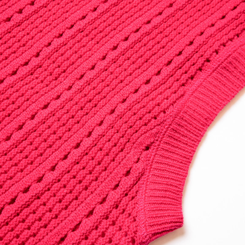 KOWLOON CITY BOY OPEN KNIT TANK FUCHSIA