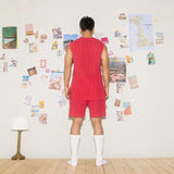 KOWLOON CITY BOY OPEN KNIT TANK FUCHSIA