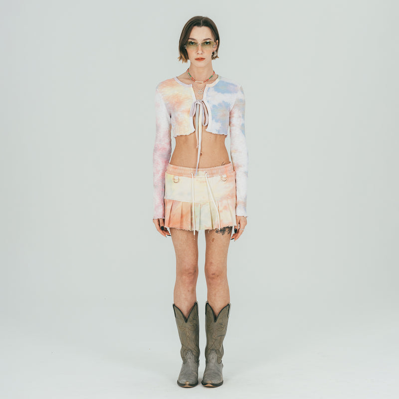FAN YOUNG TIE DYE CROP CARDIGAN RAINBOW