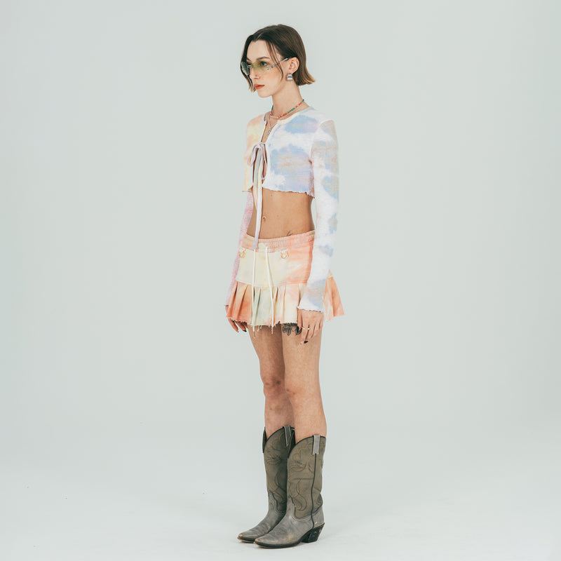 FAN YOUNG TIE DYE CROP CARDIGAN RAINBOW
