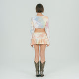 FAN YOUNG TIE DYE CROP CARDIGAN RAINBOW