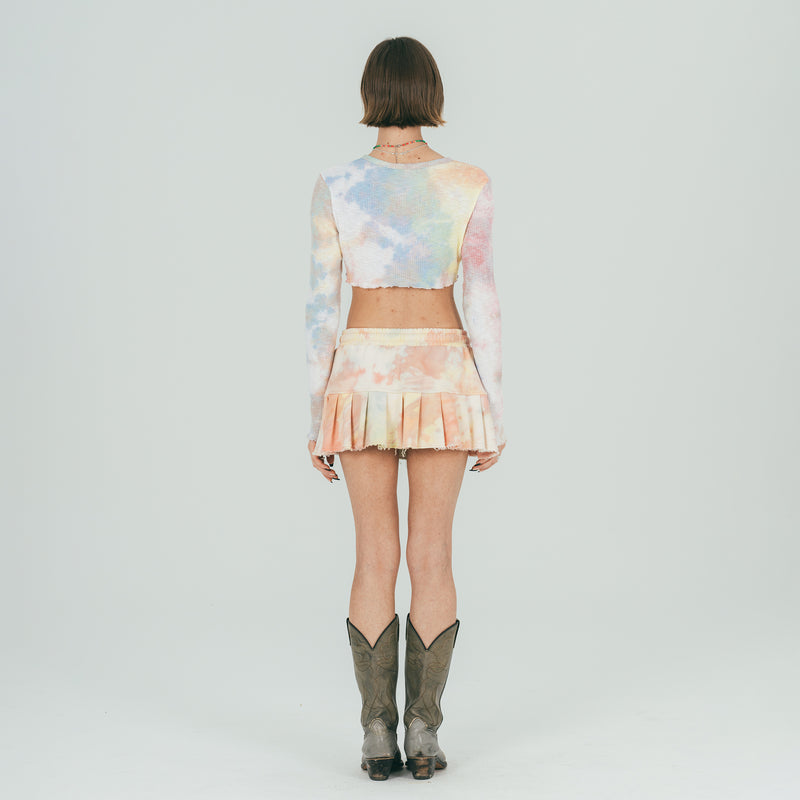 FAN YOUNG TIE DYE CROP CARDIGAN RAINBOW
