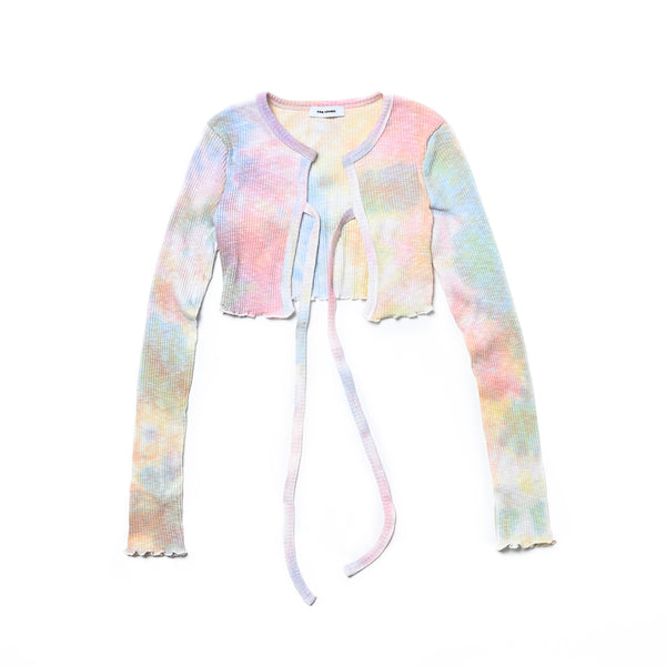 FAN YOUNG TIE DYE CROP CARDIGAN RAINBOW
