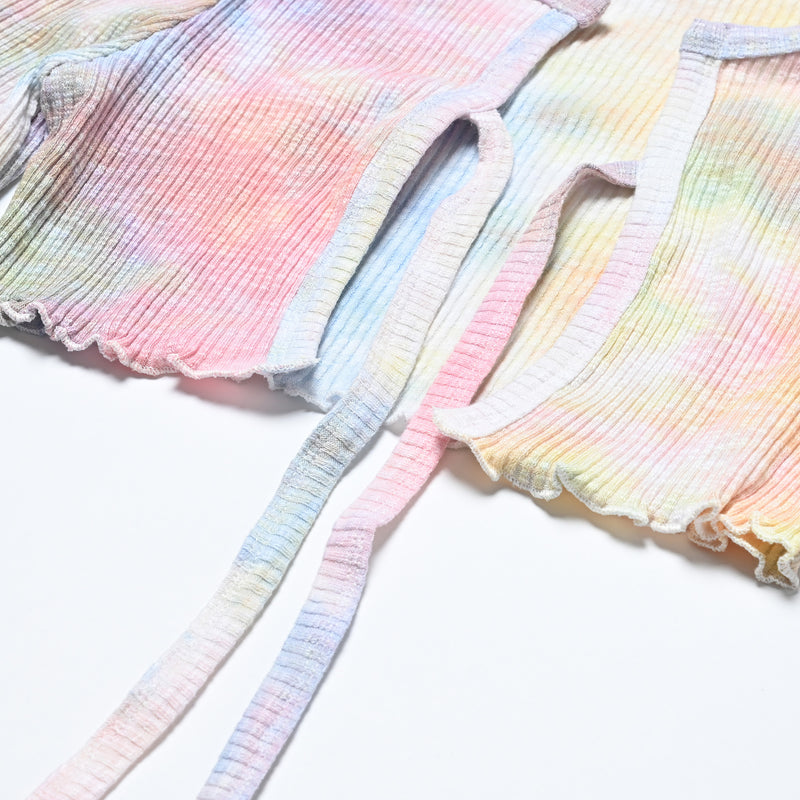FAN YOUNG TIE DYE CROP CARDIGAN RAINBOW