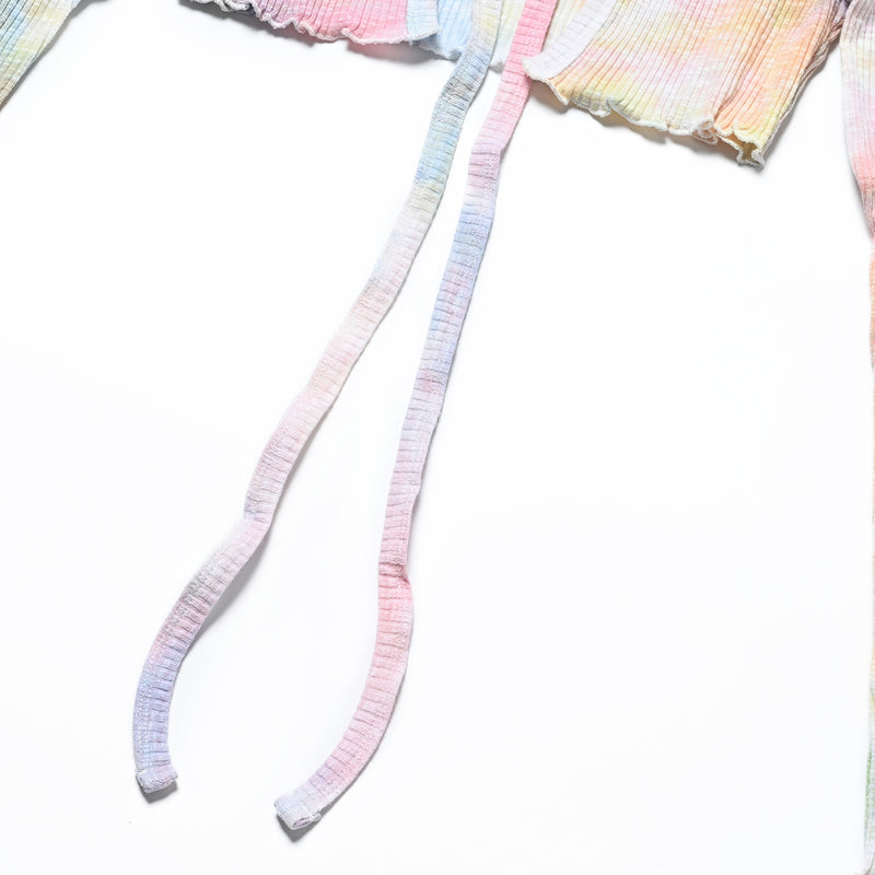 FAN YOUNG TIE DYE CROP CARDIGAN RAINBOW