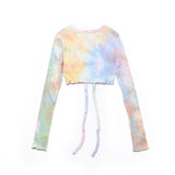 FAN YOUNG TIE DYE CROP CARDIGAN RAINBOW