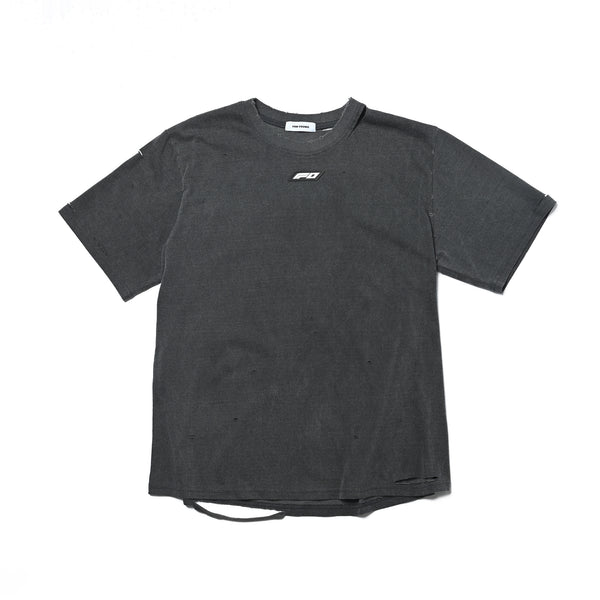 FAN YOUNG REGULAR FIT FIRE LOGO VINTAGE TEE GREY