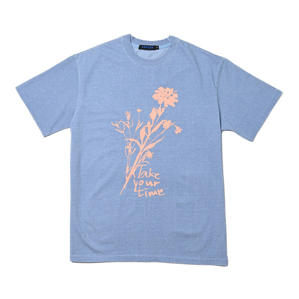 SSERPE WILDFLOWER PIGMENT HALF SLEEVE TEE SKY BLUE