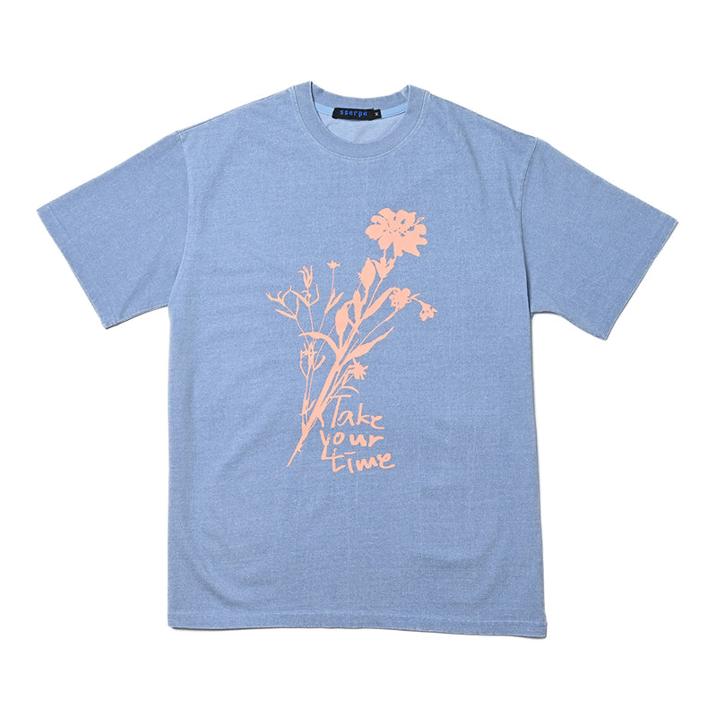 SSERPE WILDFLOWER PIGMENT HALF SLEEVE TEE SKY BLUE