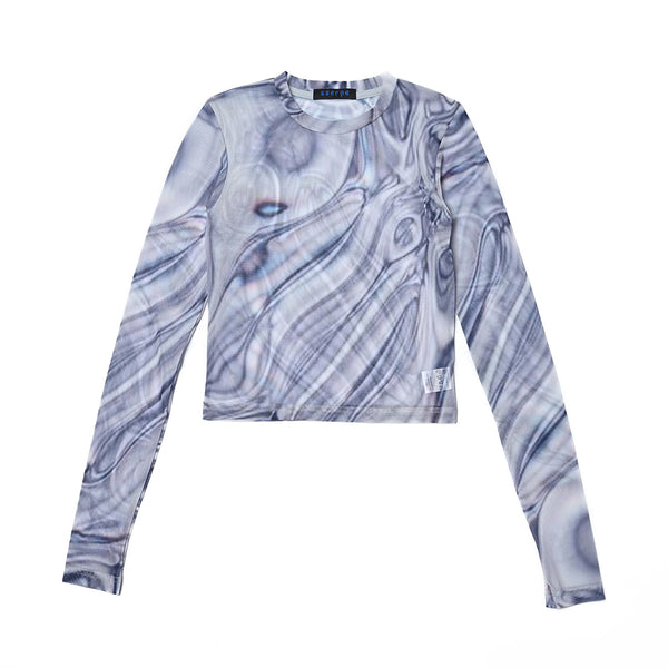 SSERPE LIQUID METAL MESH CROP TEE MULTI