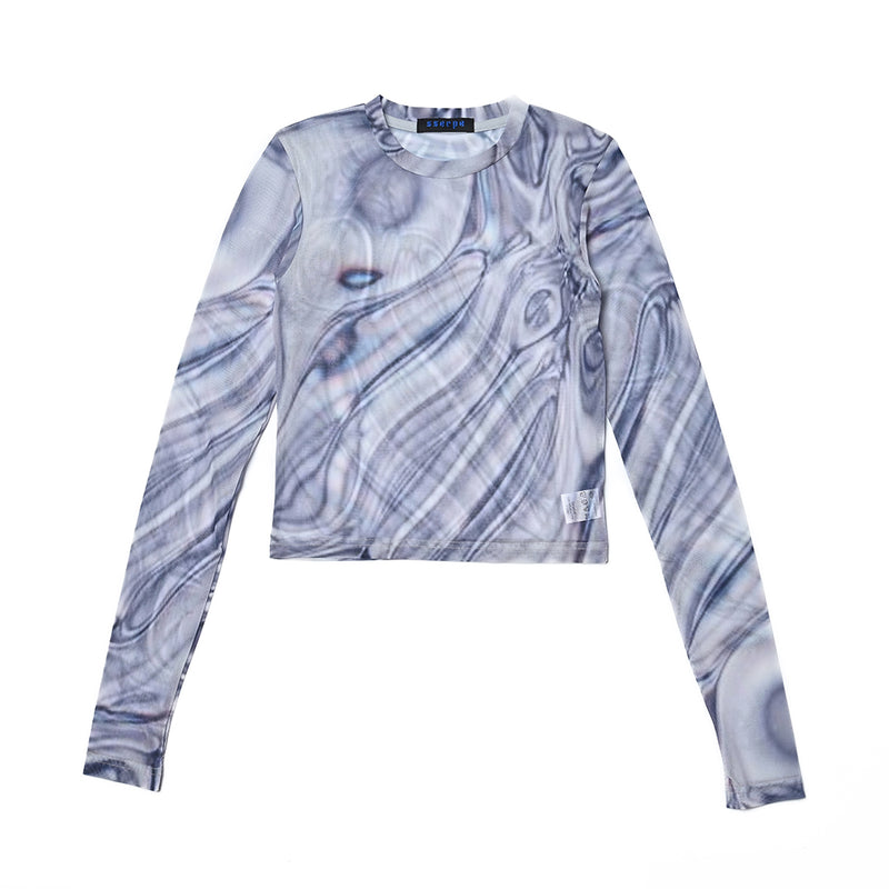 SSERPE LIQUID METAL MESH CROP TEE MULTI