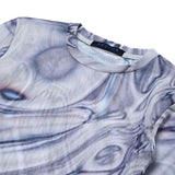 SSERPE LIQUID METAL MESH CROP TEE MULTI