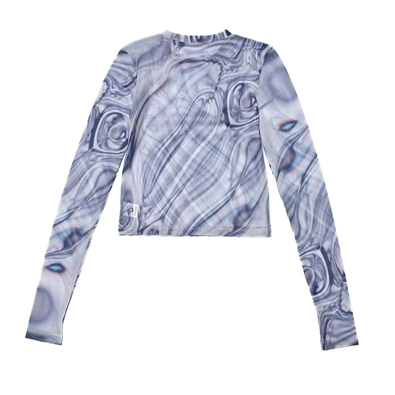 SSERPE LIQUID METAL MESH CROP TEE MULTI