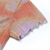 SSERPE WATER BUBBLE TIE-DYE CROP CARDIGAN PURPLE & ORANGE