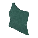 SETSETSET ASYMMETRIC KNIT TOP GREEN