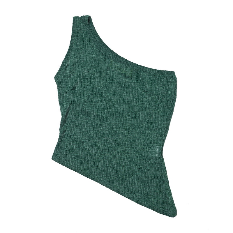 SETSETSET ASYMMETRIC KNIT TOP GREEN
