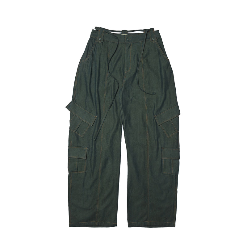 SETSETSET SUMMER COTTON CARGO PANTS GREEN