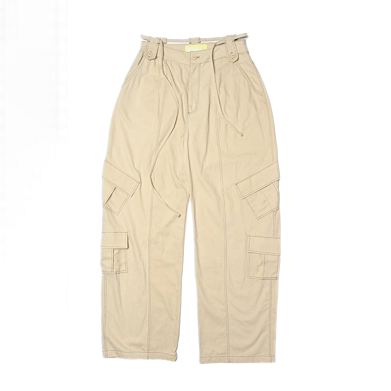 SETSETSET SUMMER COTTON CARGO PANTS BEIGE