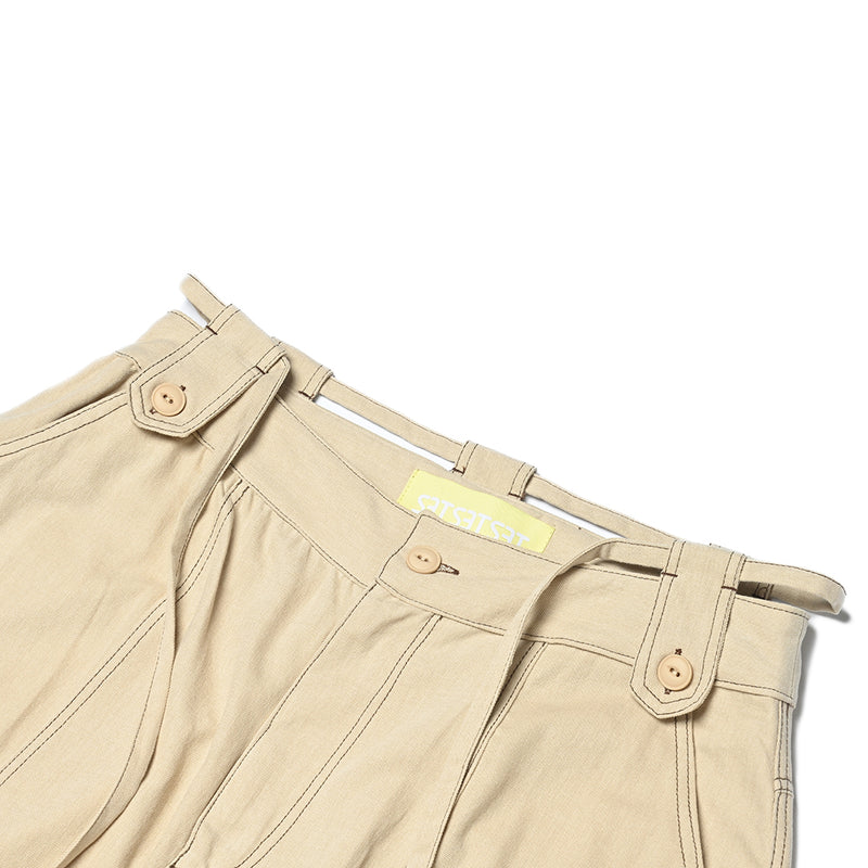 SETSETSET SUMMER COTTON CARGO PANTS BEIGE