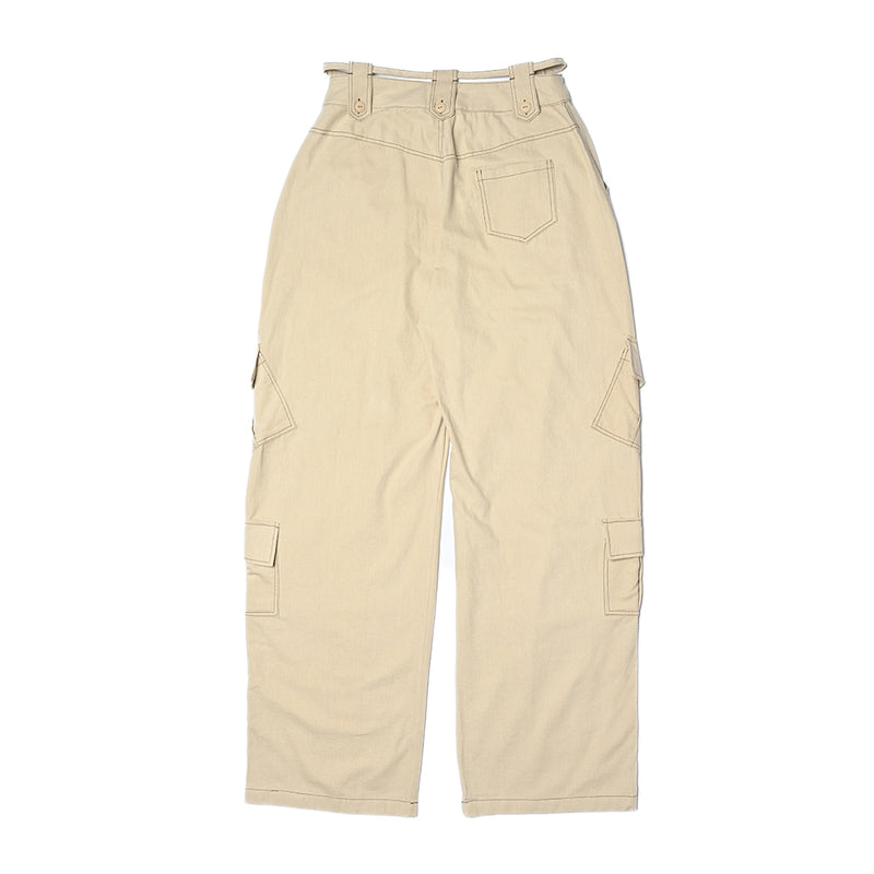 SETSETSET SUMMER COTTON CARGO PANTS BEIGE