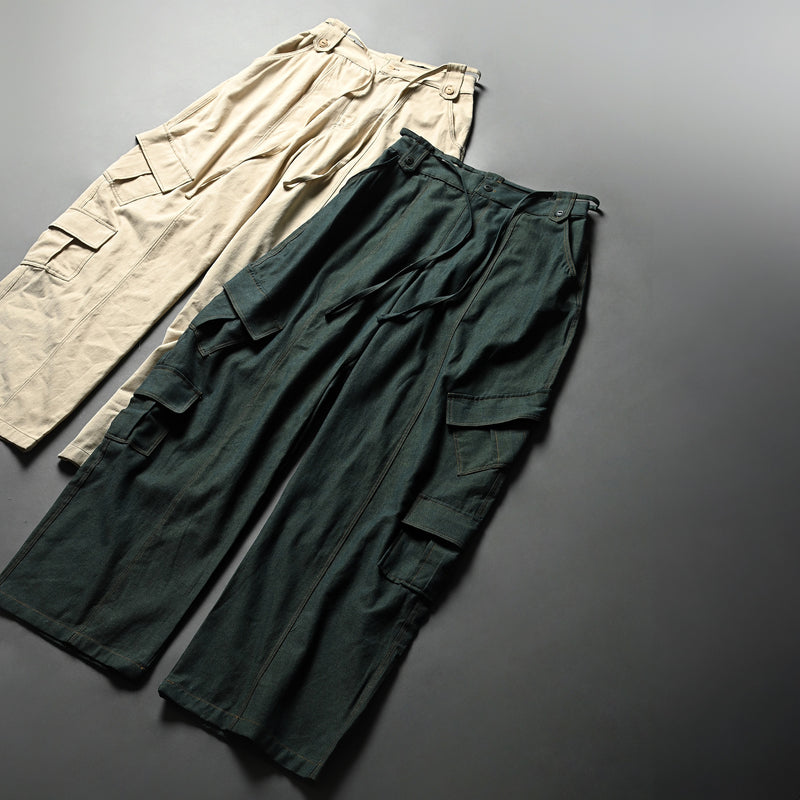 SETSETSET SUMMER COTTON CARGO PANTS GREEN