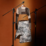 SETSETSET ROUND CROSSOVER WRAP SKIRTS GRAY