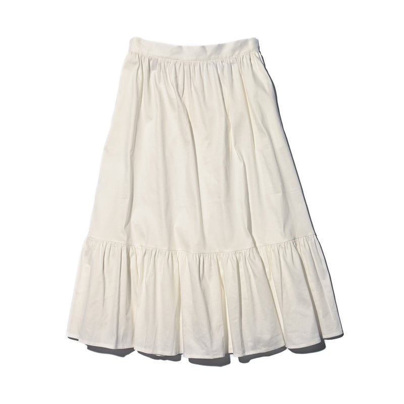 AVAVAV MIDI RUFFLE SKIRT WHITE
