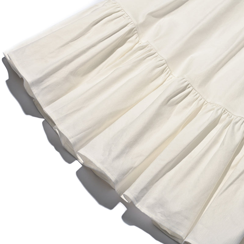 AVAVAV MIDI RUFFLE SKIRT WHITE