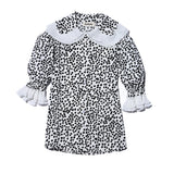 AVAVAV SHORT SLEEVE PLISSE COLLAR BLOUSE BLACK DOTS